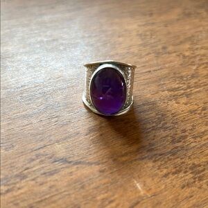 Silver Ring with Purple Amethyst Stone